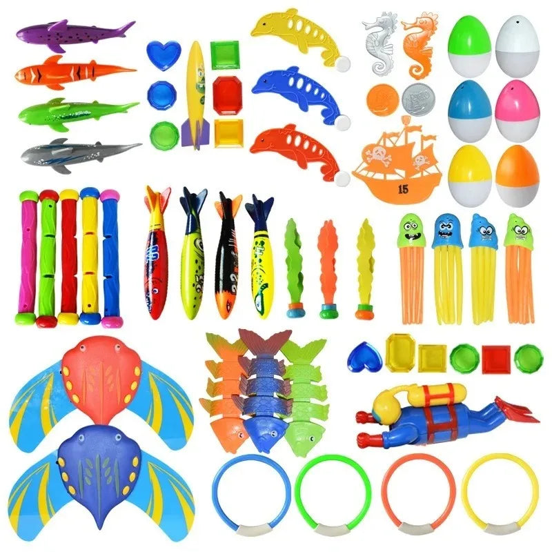 Summer Rocket Shark Fish Diving Games Pool Toys for Kids Swimming Pool Throwing Water Fun Game Toy Diving Swimming Toys Set Gift - PoolnStuff