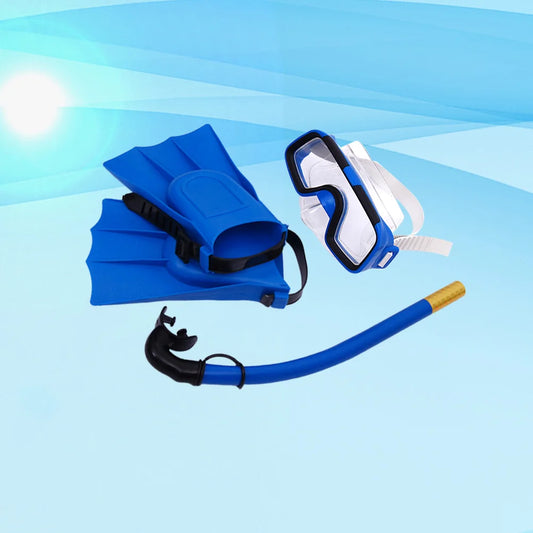 1 Set Children Diving Snorkeling Mask Goggles Snorkel Flippers Set Kids Swimming Breathable Tube Snorkeling Fins Diving Accessor - PoolnStuff