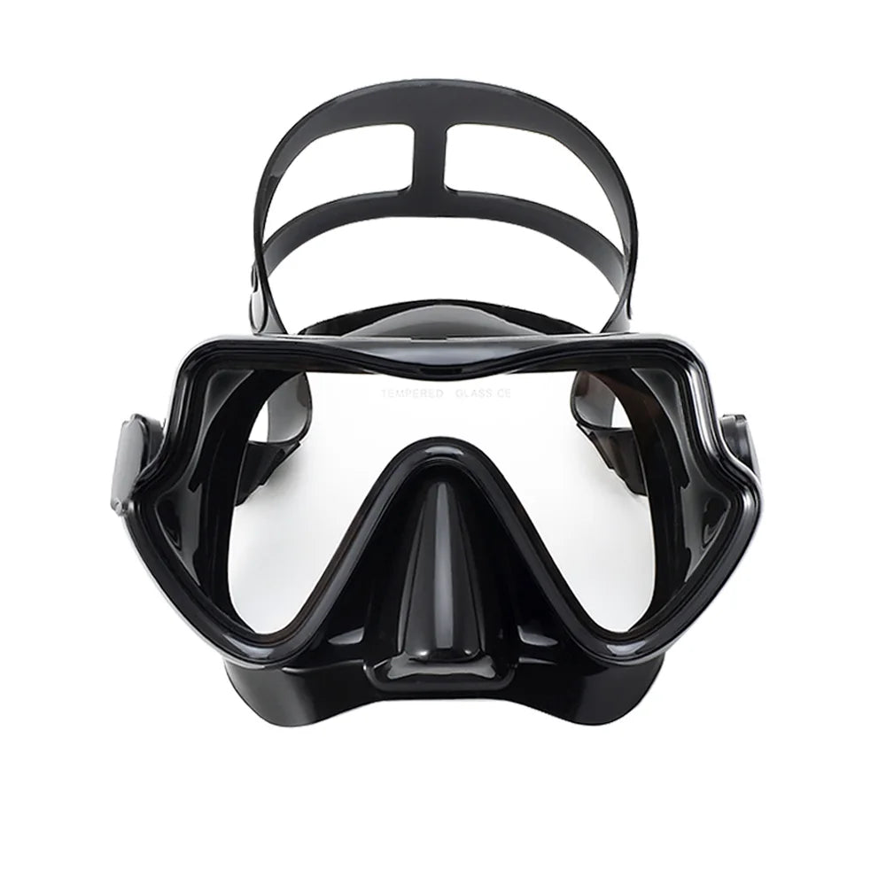 Diving Mask Swimming Goggles Scuba Snorkel Silicone Skirt Tempered Glass Panoramic HD For Adult Youth Anti-Fog with Nose Cover - PoolnStuff