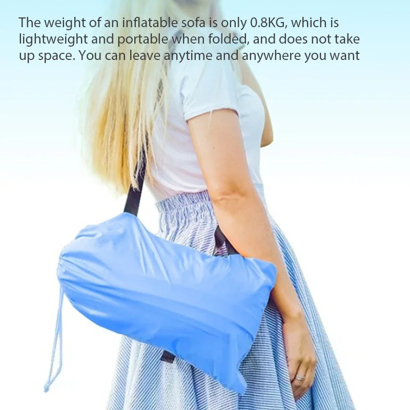 Ultra Light Pillow Style Lazy Sofa Outdoor Camping Inflatable Sofa Portable Foldable Sleeping Bag Beach Inflatable Sofas Bed - PoolnStuff