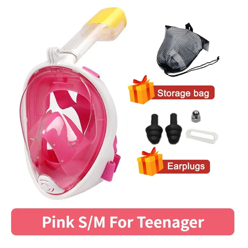 Professional Snorkeling Diving Mask Underwater Scuba Full Face Snorkel Mask Anti Fog Goggles for Kids Adult Swimming Equipment - PoolnStuff