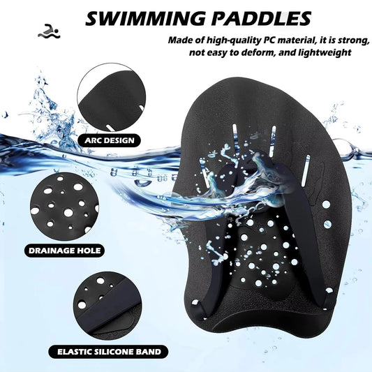 1 Pair Swimming Training Hands Flippers, With Adjustable Silicone Straps - PoolnStuff