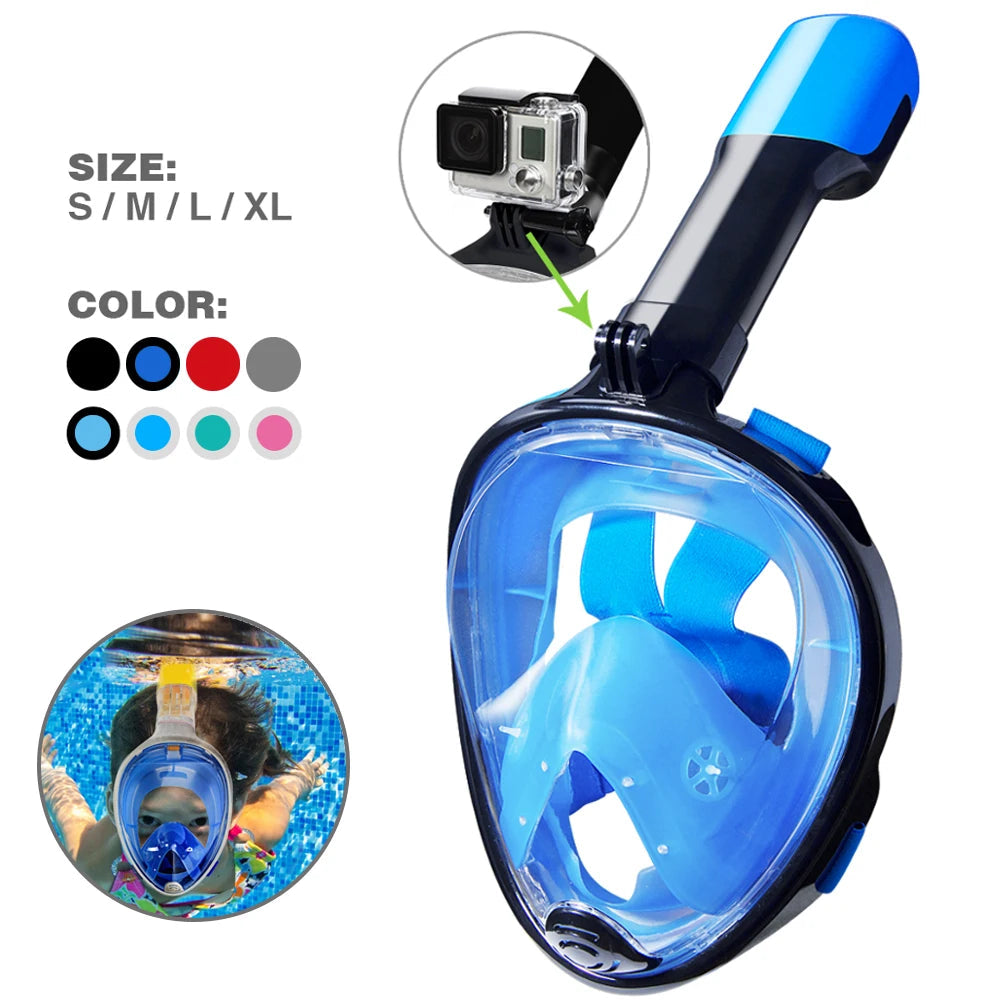 Professional Snorkeling Diving Mask Underwater Scuba Full Face Snorkel Mask Anti Fog Goggles for Kids Adult Swimming Equipment - PoolnStuff