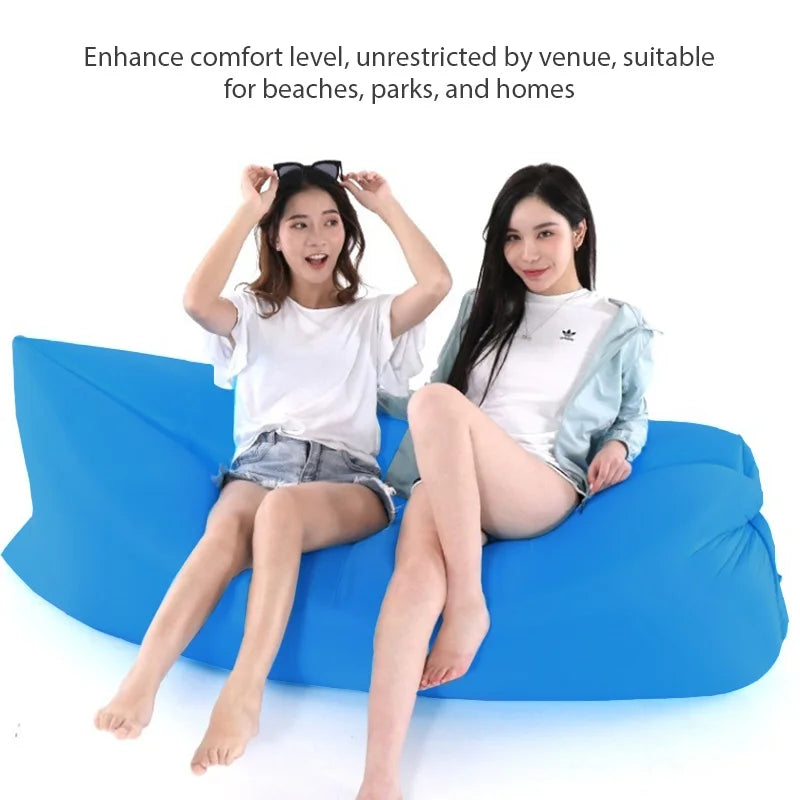 Ultra Light Pillow Style Lazy Sofa Outdoor Camping Inflatable Sofa Portable Foldable Sleeping Bag Beach Inflatable Sofas Bed - PoolnStuff