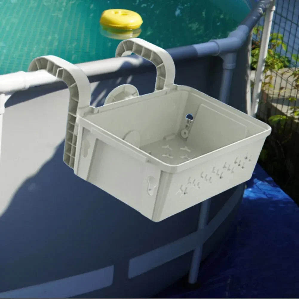 Pool Storage Basket with Cup Holders All-Around Organizer Swimming Pool Hanging Storage Basket Above Ground Pool Accessories - PoolnStuff