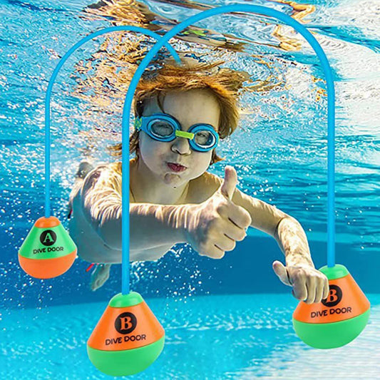 2pcs/set Through Door Diving Ring Funny Swimming Game Aids Dive Door Reusable Dive Swim Through Door Adults Kids Pool Thru Rings - PoolnStuff