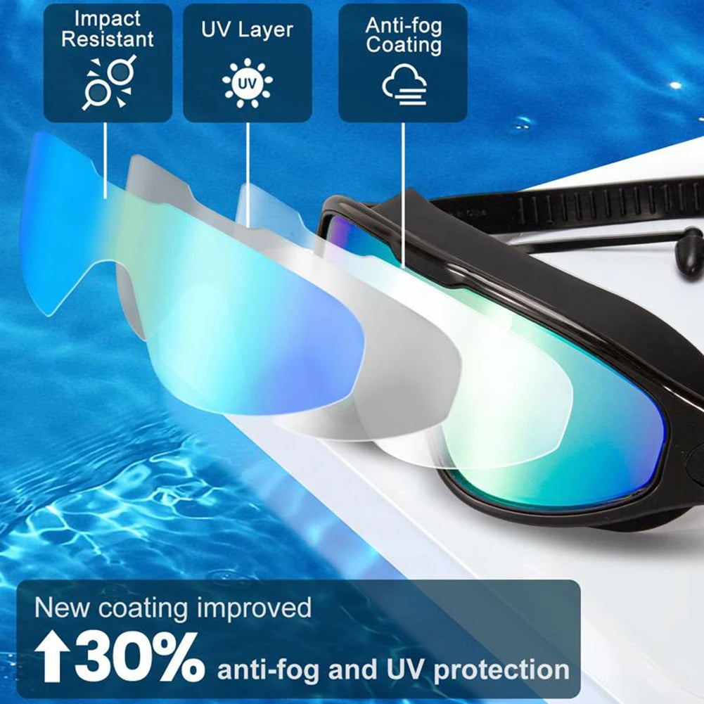 Professional Swimming Goggles Swimming Glasses With Earplugs Nose Clip Adjustables Strap Swimming Eyewears For Water Sport - PoolnStuff
