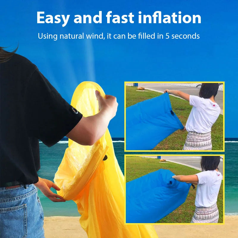 Ultra Light Pillow Style Lazy Sofa Outdoor Camping Inflatable Sofa Portable Foldable Sleeping Bag Beach Inflatable Sofas Bed - PoolnStuff