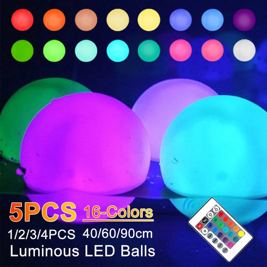 1-5PCS 40/60/90CM Floating Pool Lights with 16 Colors Waterproof Outdoor Swimming Underwater Pool Lights Ball For Swimming Pool - PoolnStuff