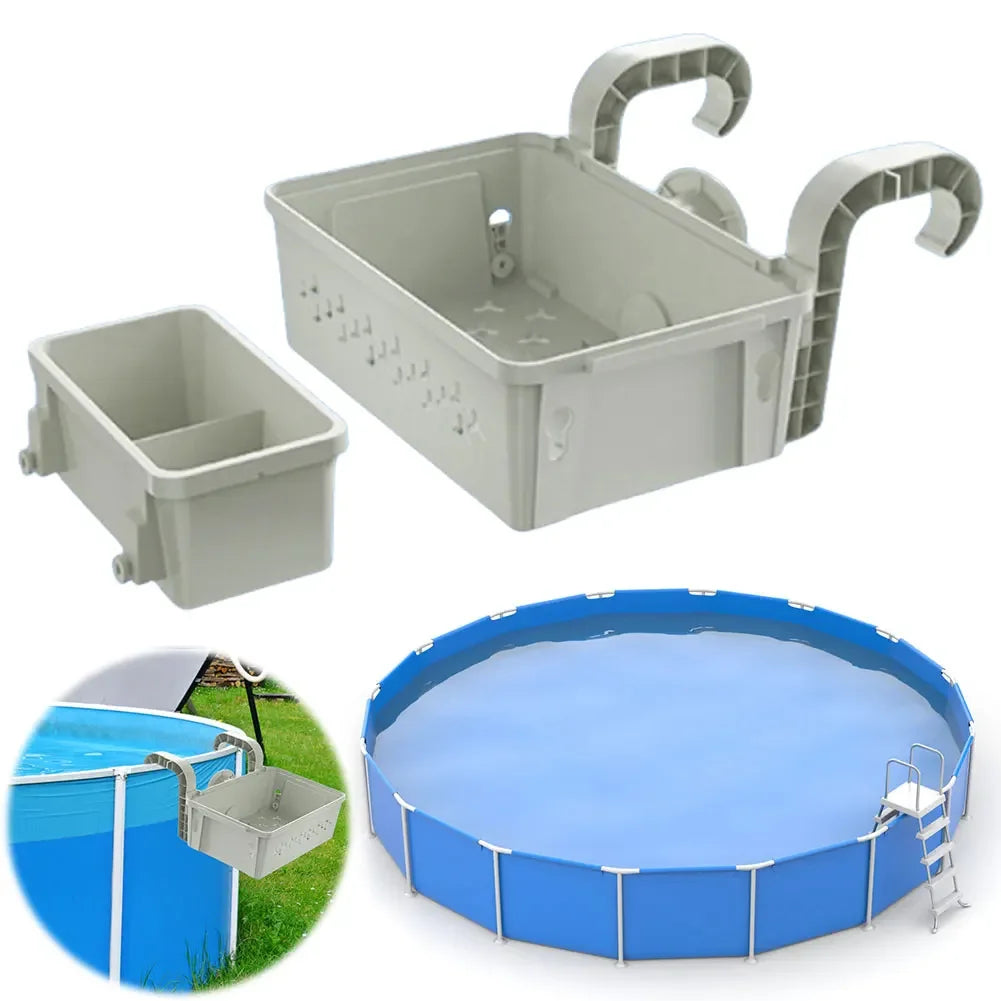 Pool Storage Basket with Cup Holders All-Around Organizer Swimming Pool Hanging Storage Basket Above Ground Pool Accessories - PoolnStuff