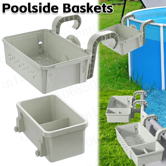 Pool Storage Basket with Cup Holders All-Around Organizer Swimming Pool Hanging Storage Basket Above Ground Pool Accessories - PoolnStuff