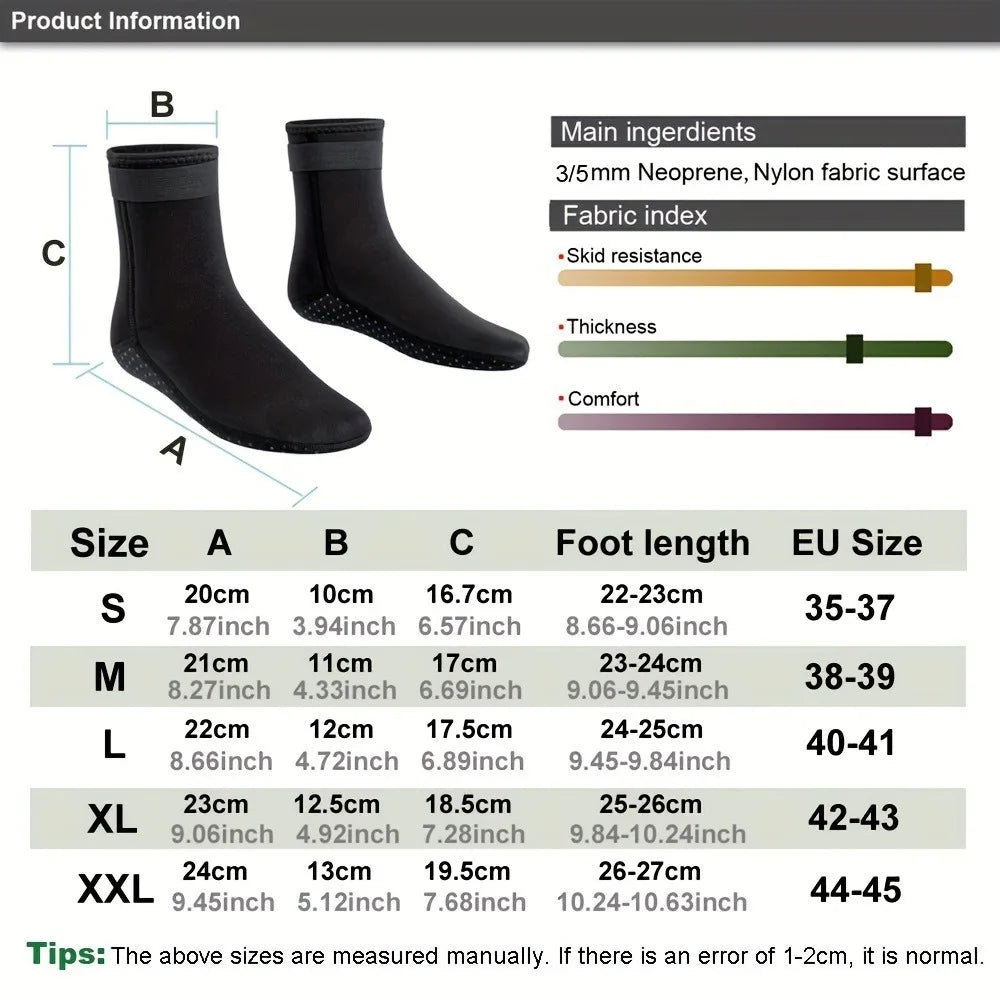 3mm Neoprene Diving Socks Wetsuit Shoes Non-slip Surf Swimming Fins Socks Elasticity Beach Boots Warm Aqua Socks for Snorkeling - PoolnStuff