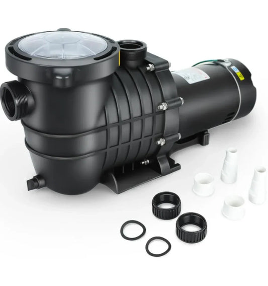 2.0 HP In/Above Ground Swimming Pool Pump, 110V 6600GPH Single Speed Pool Water Pumps lnground Above Ground with Filter Basket - PoolnStuff