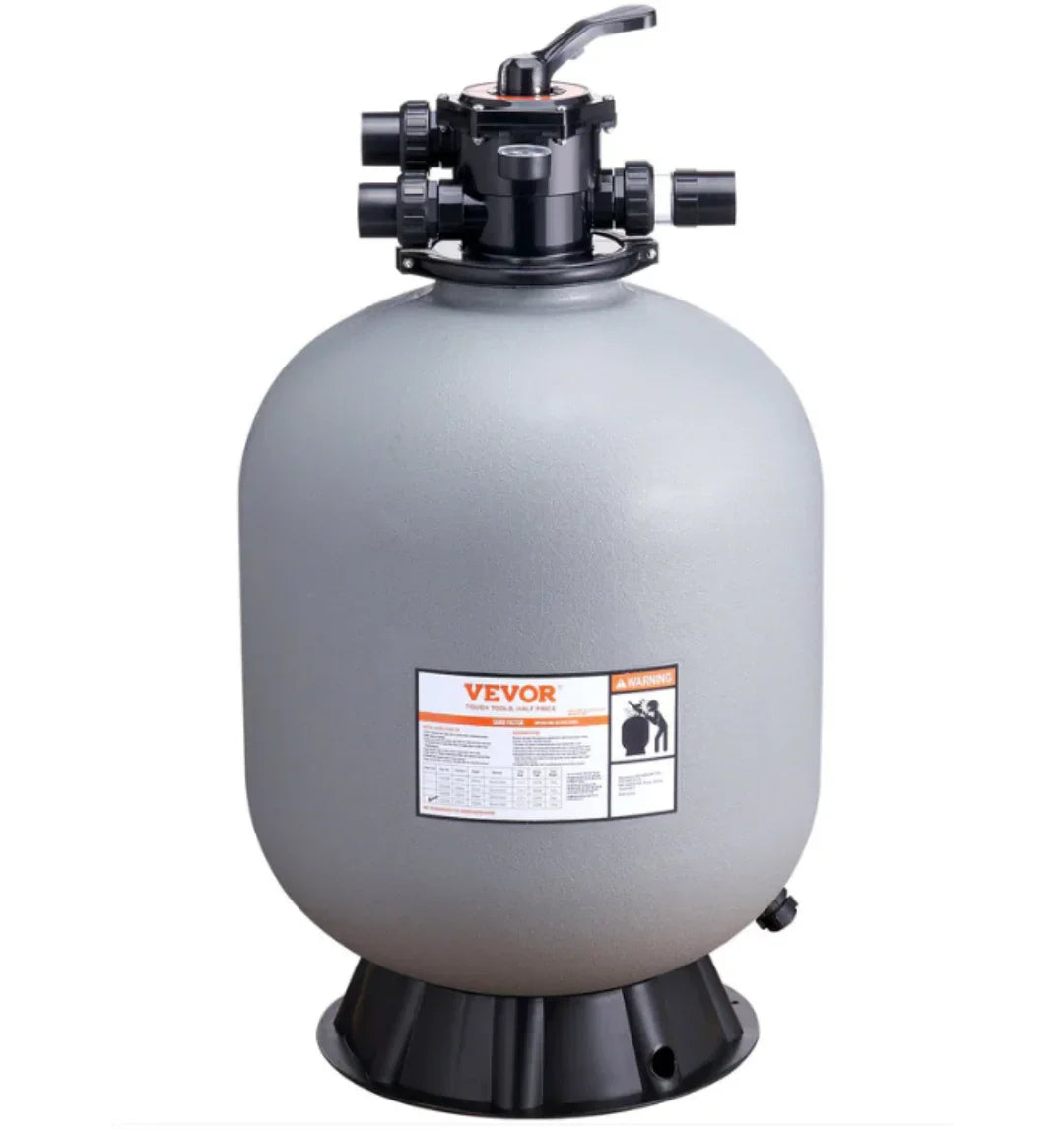 VEVOR Sand Filter, 24-inch, Up to 65 GPM Flow Rate, Above Inground Swimming Pool Sand Filter System with 7-Way Multi-Port Valve, Filter, Backwash, Rinse, Recirculate, Waste, Winter, Closed Functions - PoolnStuff