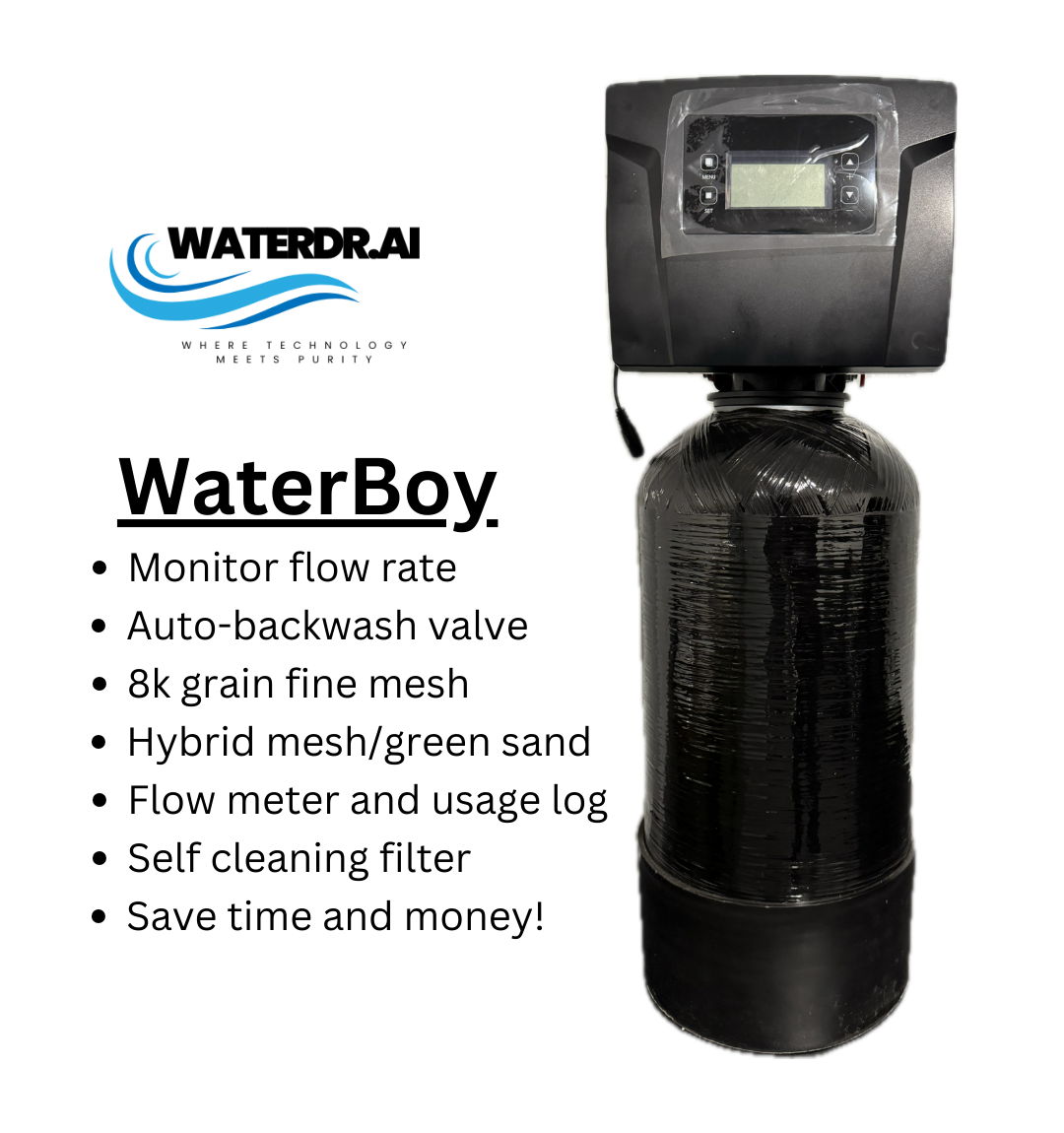 WaterDr.ai WaterBoy 8,000 Grain Fine Mesh Water Softener