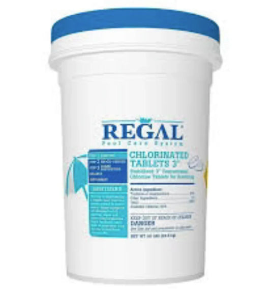 Regal 50 lb Pail 3" Chlorinated Tablets, Unwrapped - PoolnStuff