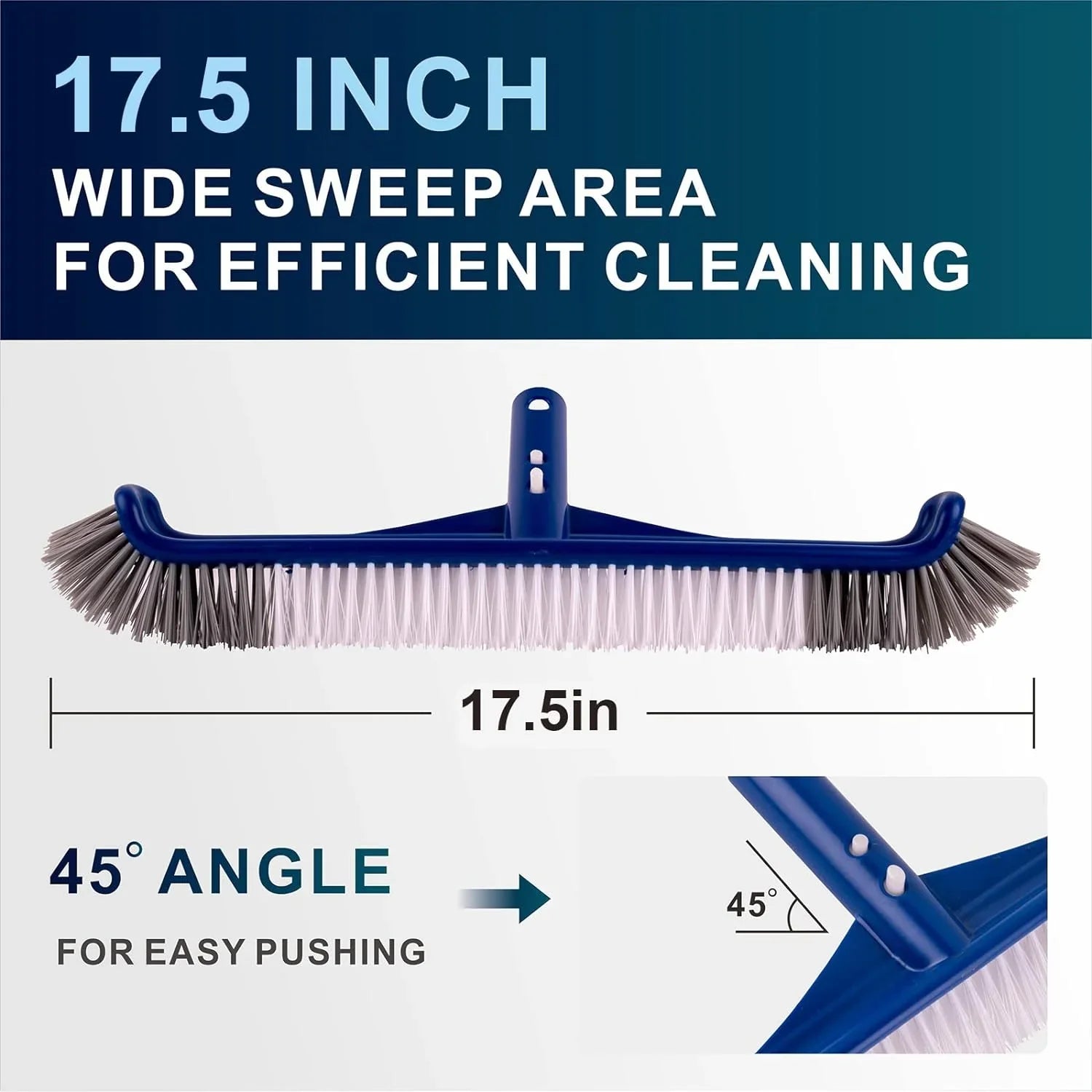 POOLAZA Pool Brush, Reinforced Pool Brush Head for Inground Pools & Above-Ground Pools, Durable Pool Scrub Brush Fit Standard Pool Pole, Enhanced Pool Brushes for Cleaning Pool Walls with Curved Ends - PoolnStuff